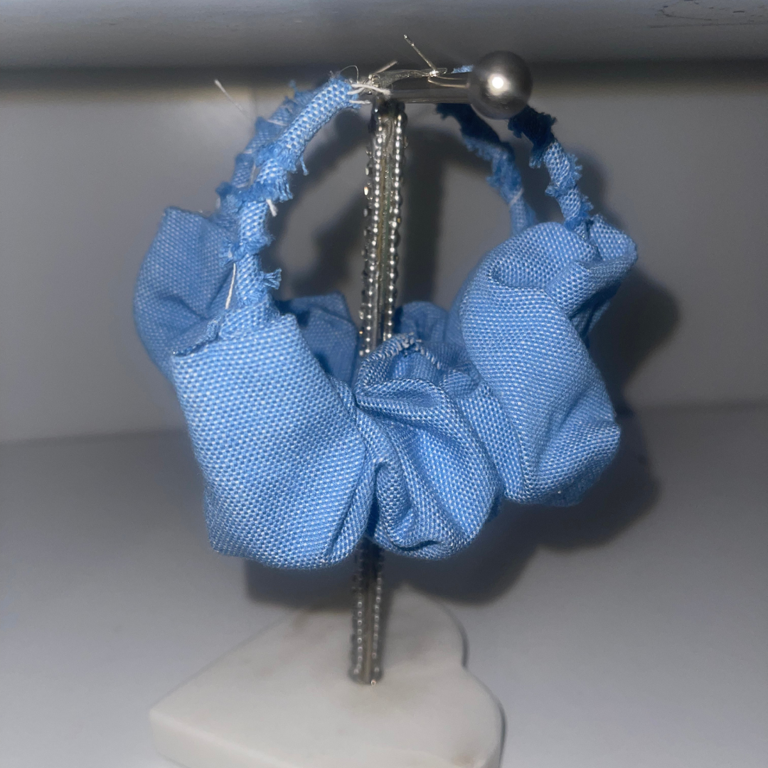 Light Denim Ruffle Hoops