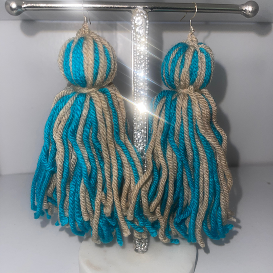Tan and Teal Tassels