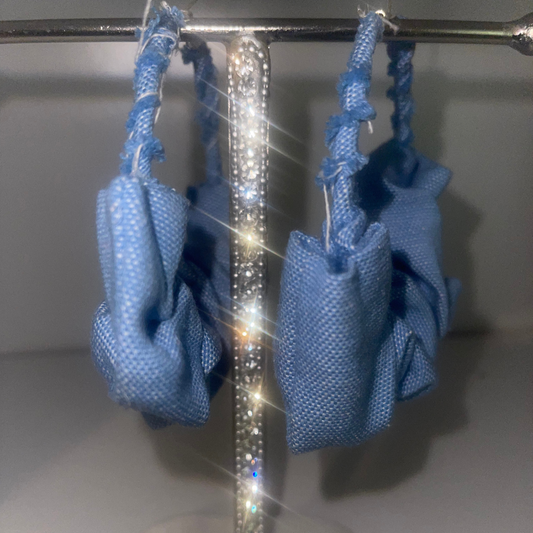Light Denim Ruffle Hoops
