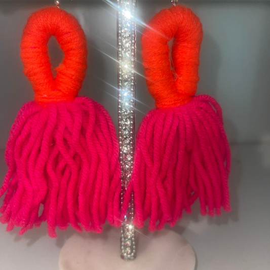 Orange and Pink Loop Tassels