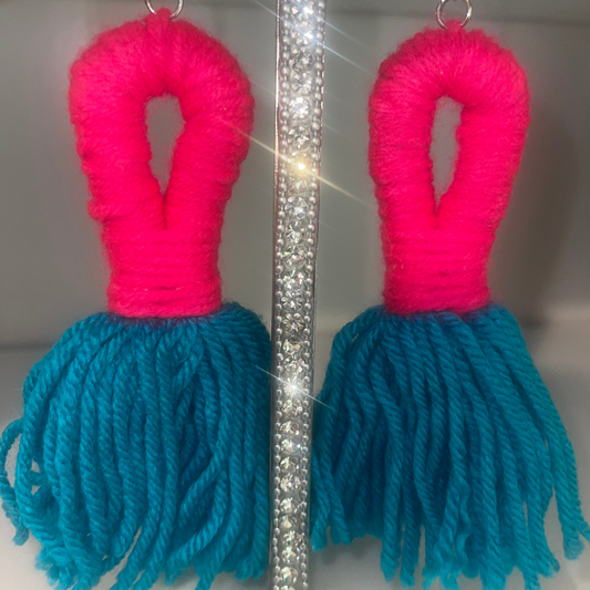 Teal and Pink Loop Tassels