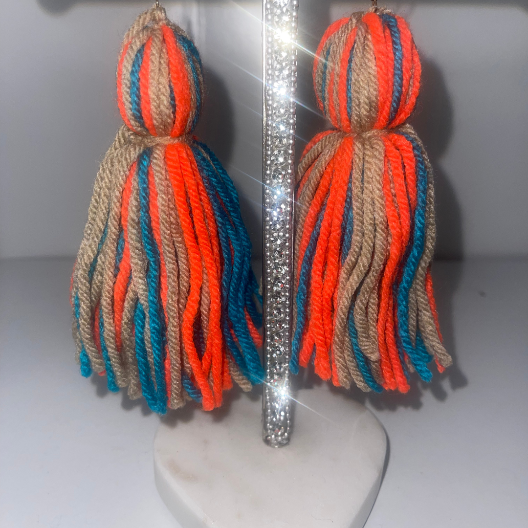 Orange Tan and Teal Tassels